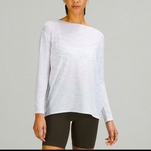 LIKE NEW! Lululemon Back in Action, Long Sleeve Shirt - SZ 10, Heathered Grey